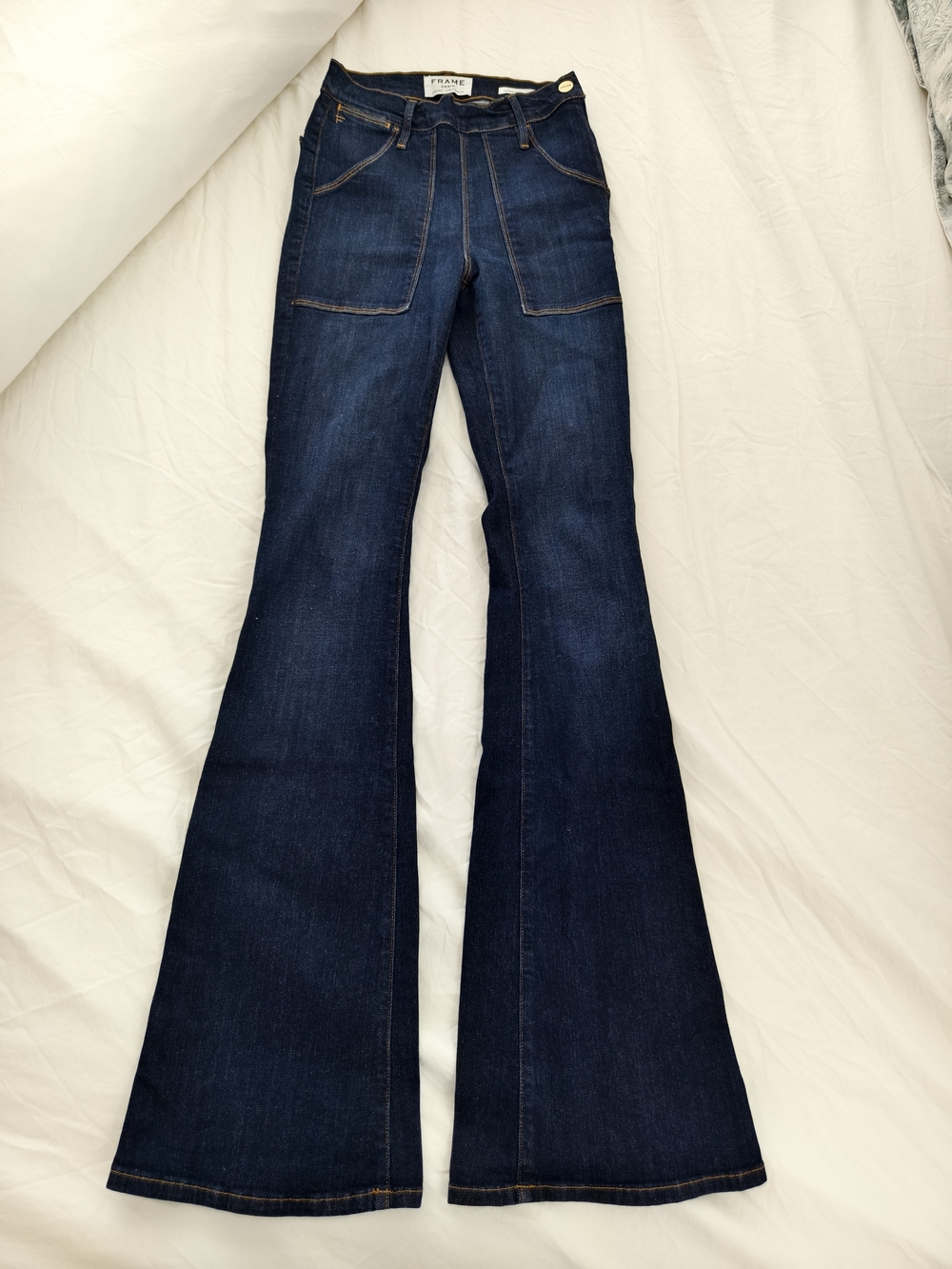 Frame Denim Deep Indigo Wide-Leg Flare Jeans